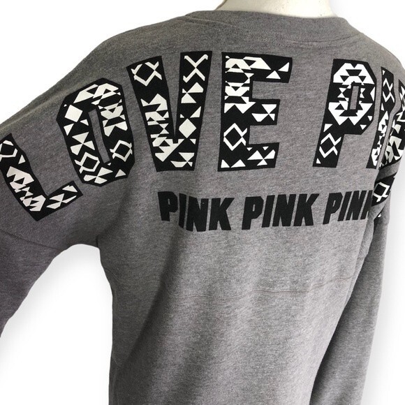 Victoria’s Secret PINK Grey Logo Long Sleeve Sweatshirt - Picture 4 of 6